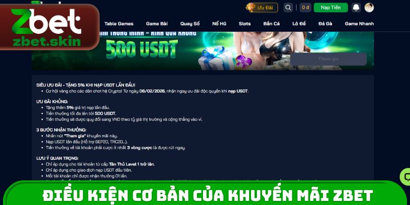 Điều kiện cơ bản của chương trình khuyến mãi ZBET