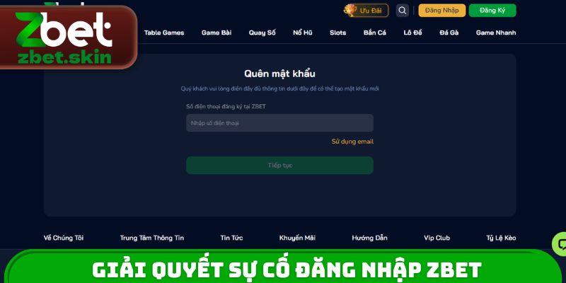 Giải quyết sự cố đăng nhập ZBET