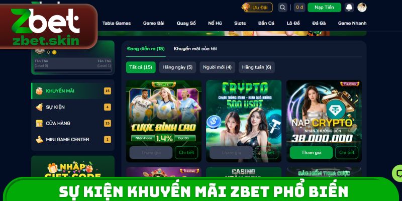 Sự kiện khuyến mãi ZBET phổ biến